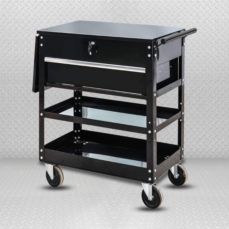 GL306 Three-layer Trolley Black Metal Tool Cart