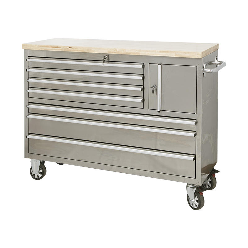 GLS5608 Stainless 8 Drawers Welding Tool Cabinet Workbench with Wooden Top