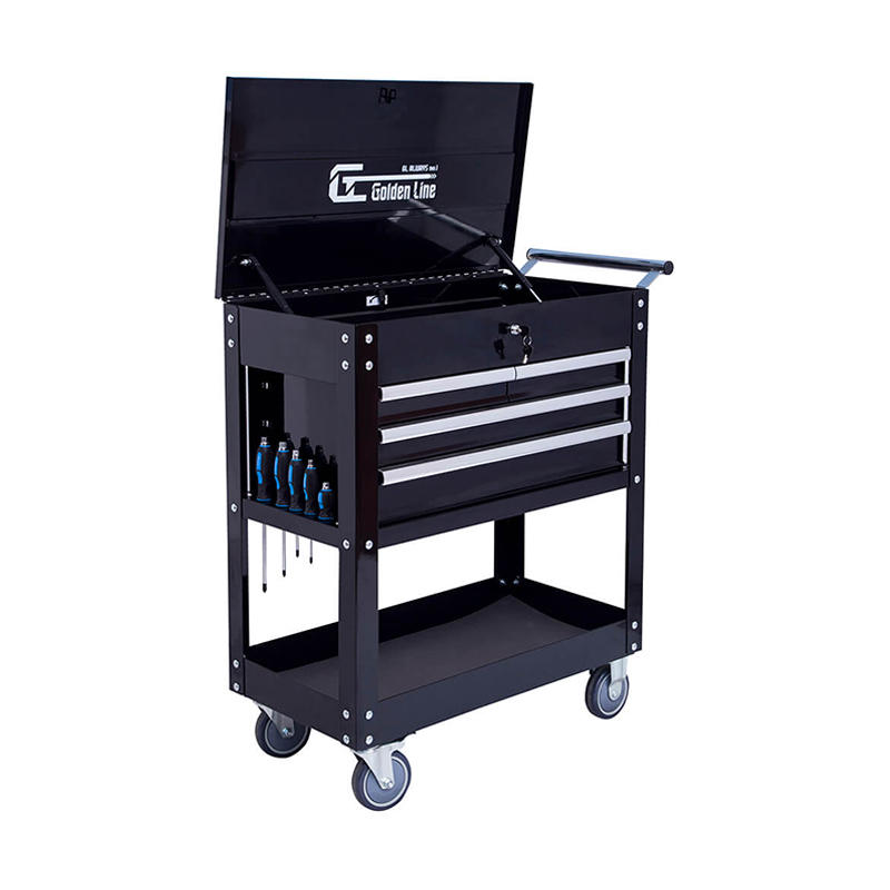 GL304 3-drawers Black Metal Tool Cart