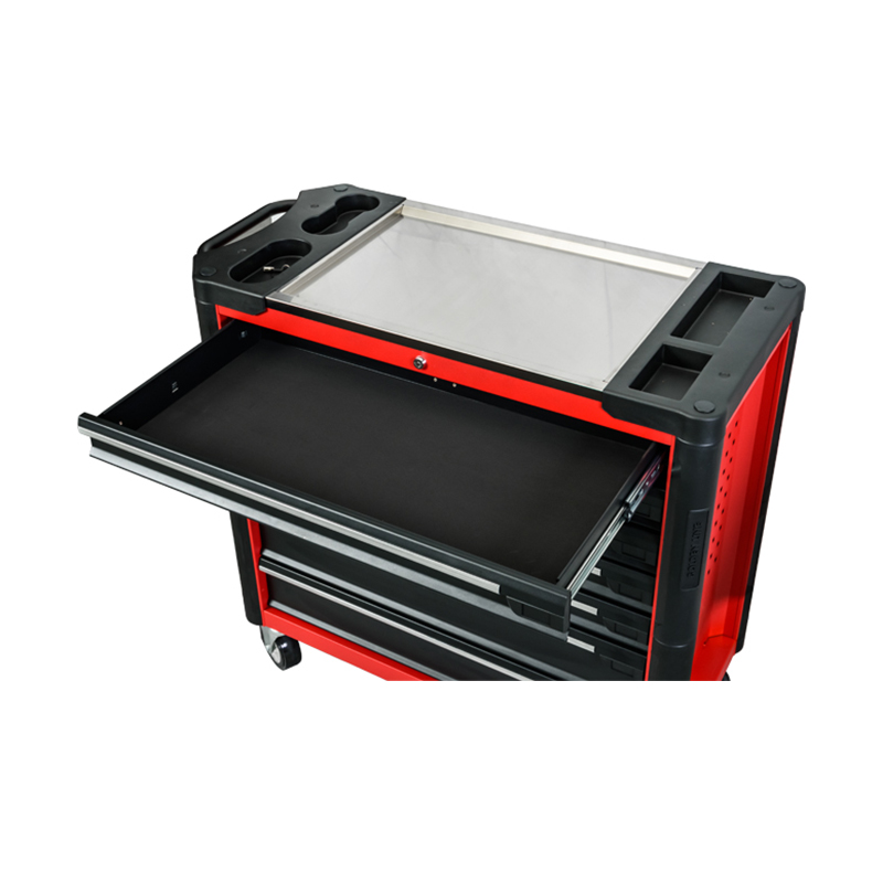 GL3407 Professional Metal Roller Cabinet Tool Trolley with Stainless Steel Working Top and Side Holes