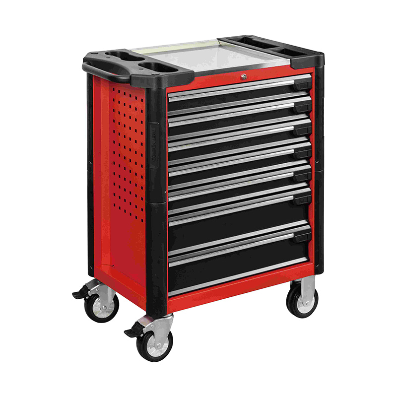 GL3407 Professional Metal Roller Cabinet Tool Trolley with Stainless Steel Working Top and Side Holes