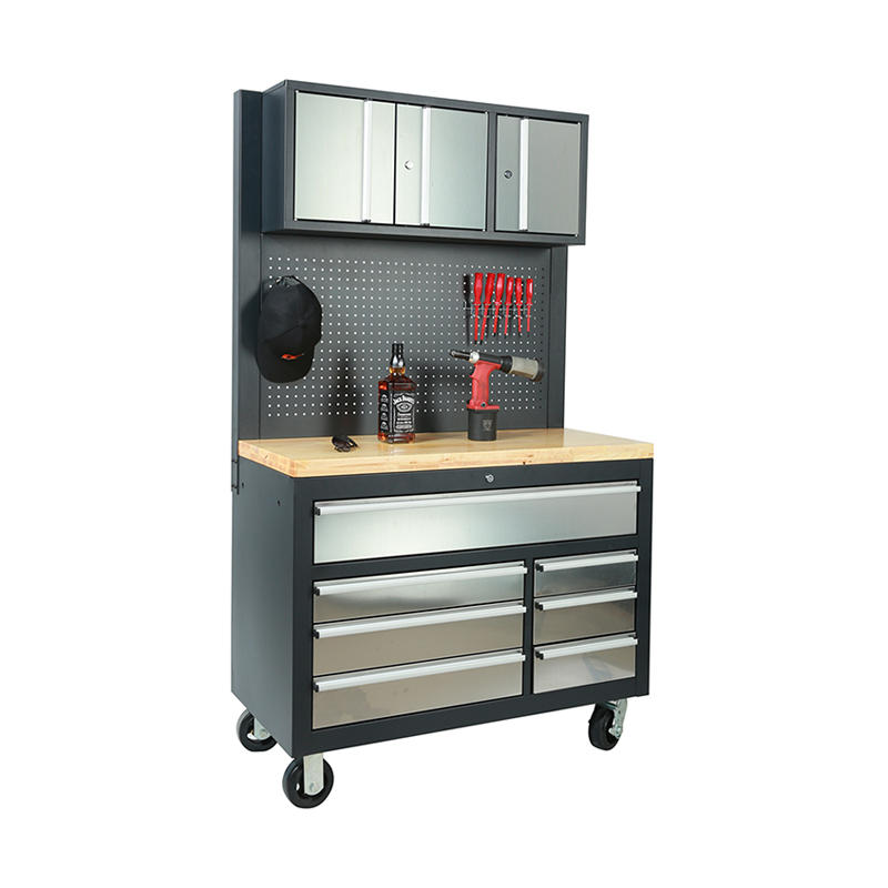 GLG3000 Gray Mobile Tool Cabinet Chest With Drawers And Wall Cabinet For Garage