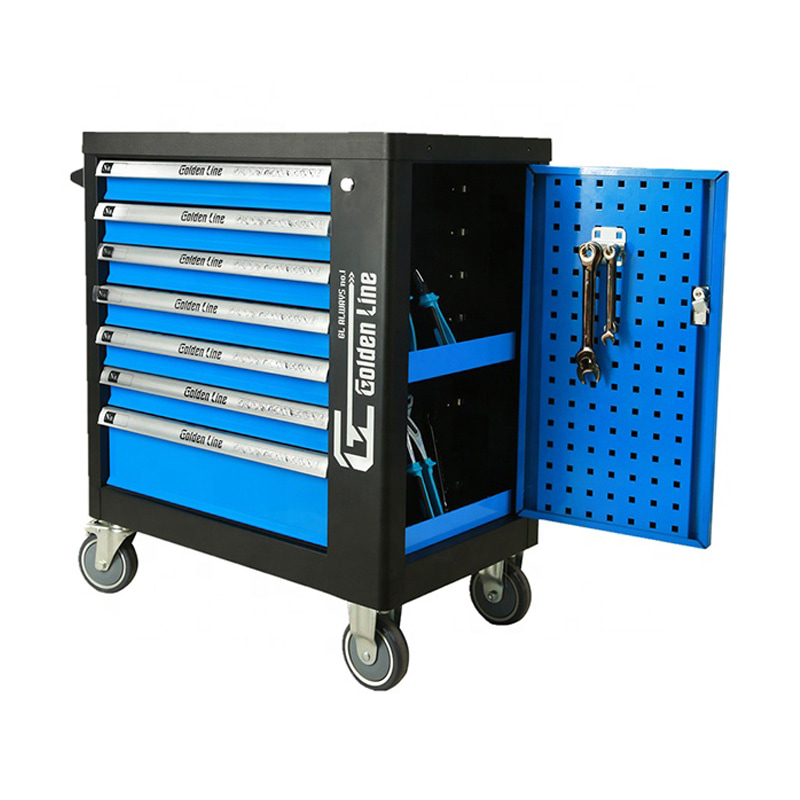 GL3307 Seven Drawers Classic Tool Cabinet Rolling Tool Trolley With Side Tray