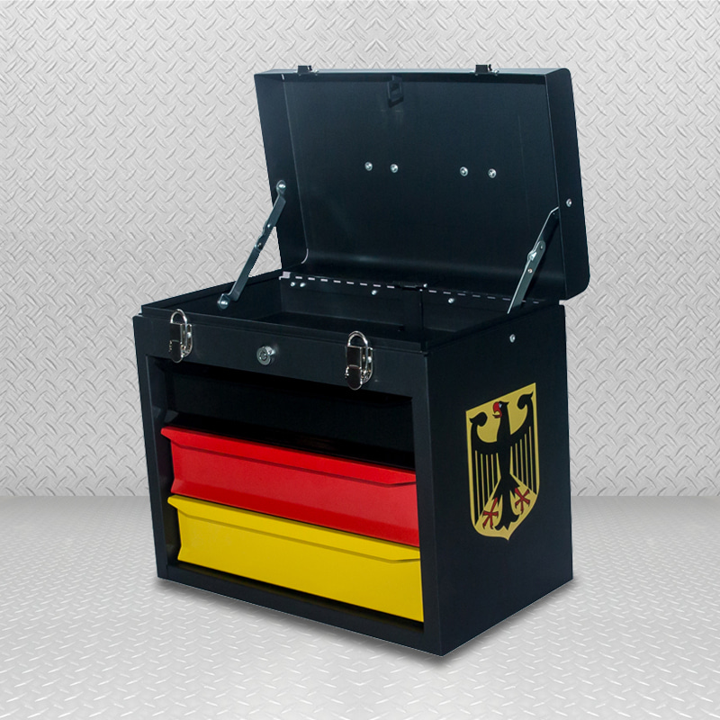 GL102 Tragbare Handbox aus Metall mit 3 Schubladen und Griff oben