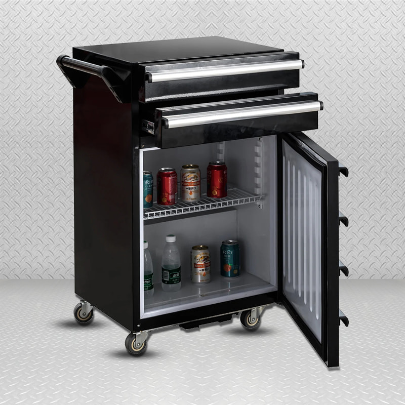 GL408 2 Drawers Metal Tool Cabinet With Mini Fridge