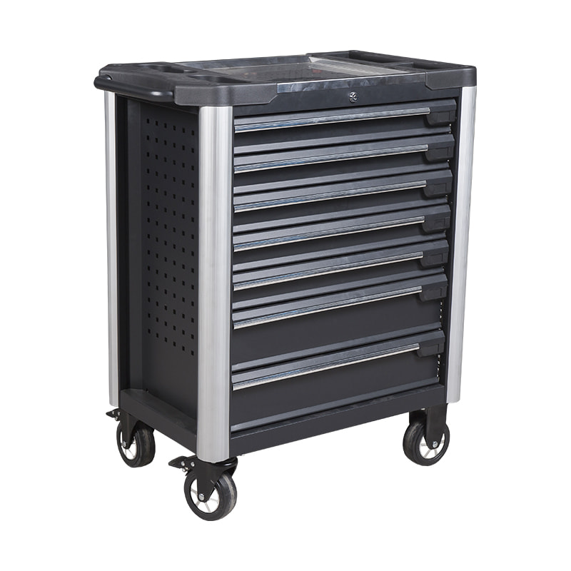 GL3407 Professional Metal Roller Cabinet Tool Trolley with Stainless Steel Working Top and Side Holes