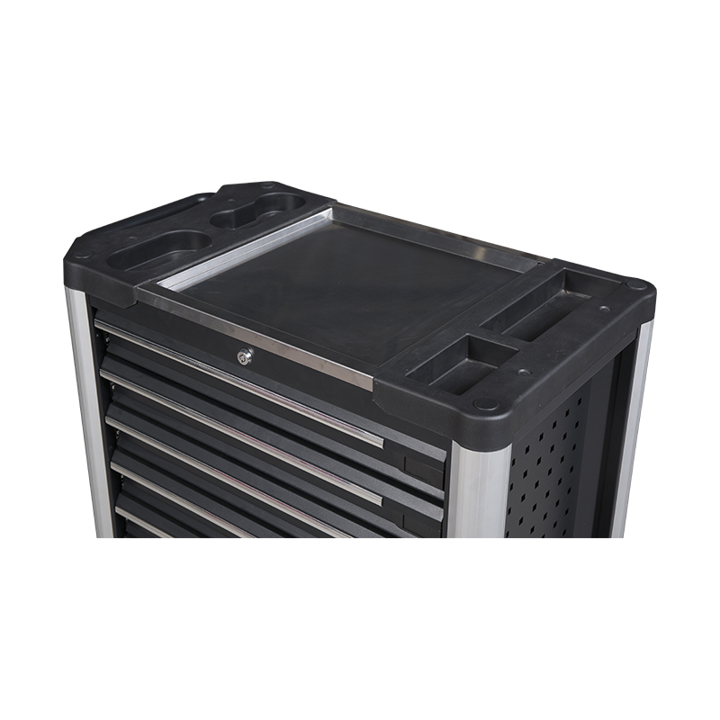 GL3407 Professional Metal Roller Cabinet Tool Trolley with Stainless Steel Working Top and Side Holes