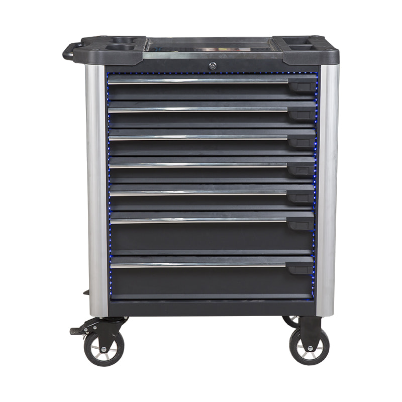 GL3407 Professional Metal Roller Cabinet Tool Trolley with Stainless Steel Working Top and Side Holes